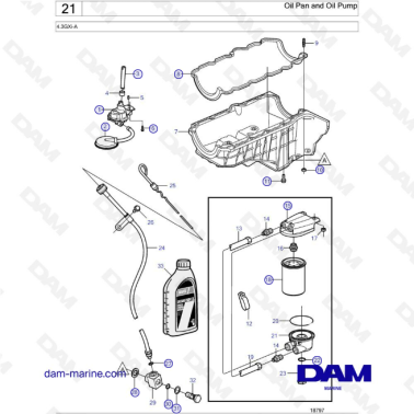 Volvo Penta 4.3L GXI - Oil pan & oil pump