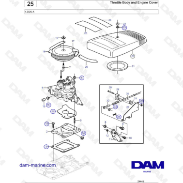 Volvo Penta 4.3L GXI - Throttle body & engine cover