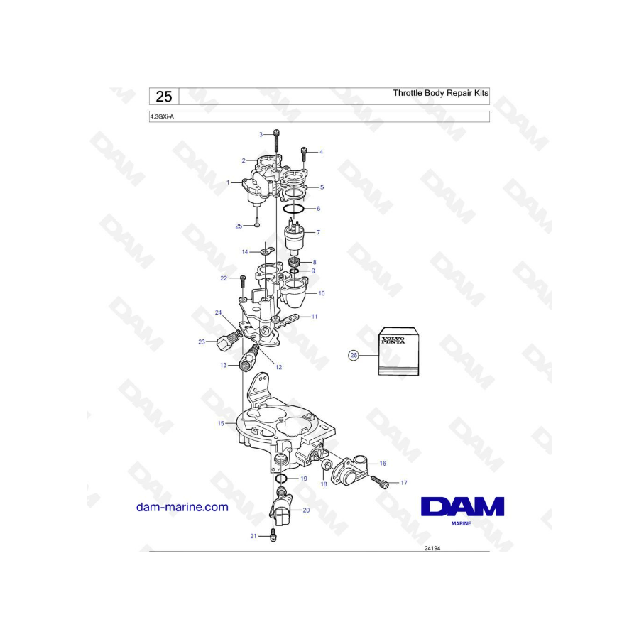 Volvo Penta 4.3L GXI - Kits de reparación del cuerpo del acelerador