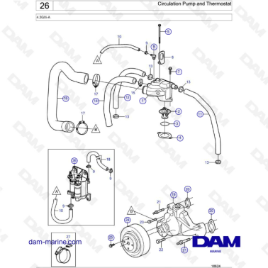 Volvo Penta 4.3L GXI - Circulation pump & thermostat