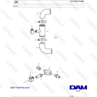 Volvo Penta 4.3L GXI - Hot water outlet