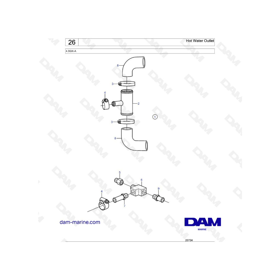 Volvo Penta 4.3L GXI - Hot water outlet Volvo Penta 4.3L GXI - Hot water outlet