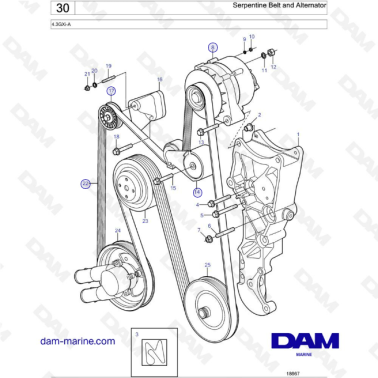 Volvo Penta 4.3L GXI - Serpentine belt & alternator