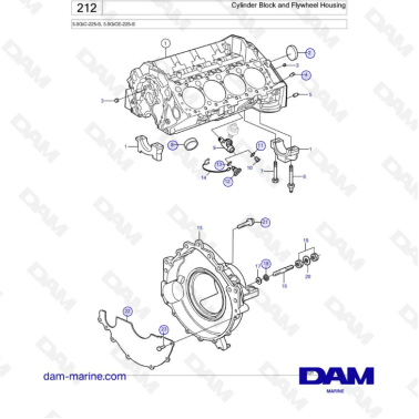 Volvo Penta 5.0L GI - Cylinder block & flywheel housing