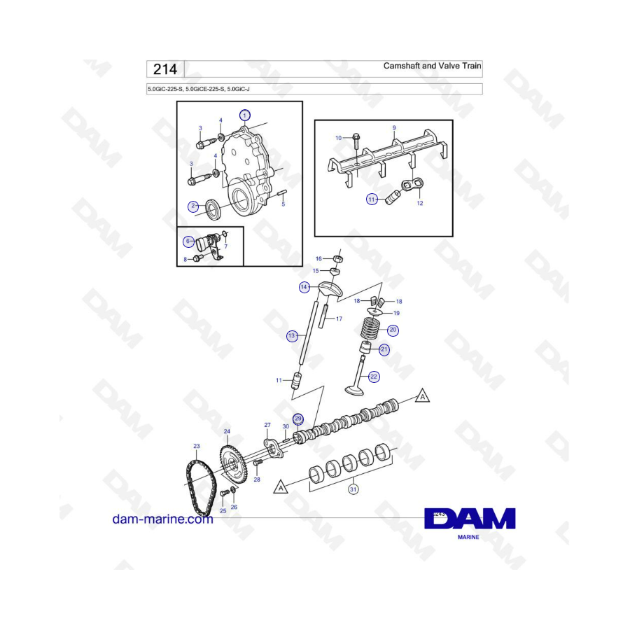Volvo Penta 5.0L GI - Camshaft & Valve train 