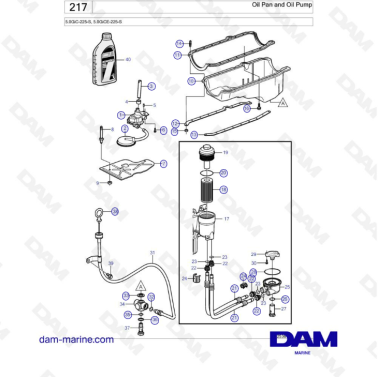 Volvo Penta 5.0L GI - Oil pan & oil pump