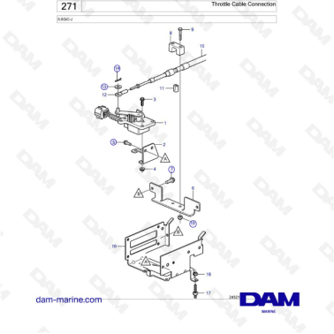 Volvo Penta 5.0L GI - Throttle Cable Connection
