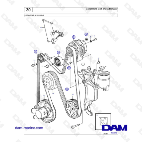 Tendeur De Courroie Volvo Penta 3860079 – 4.3, 5.0, 5.7 Gxi/Gi – Neuf