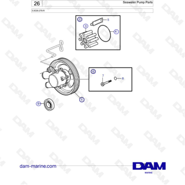 Volvo Penta 5.0L GXI - Seawater pump parts