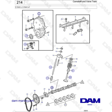 Volvo Penta 5.7L GXI - Camshaft & valve train