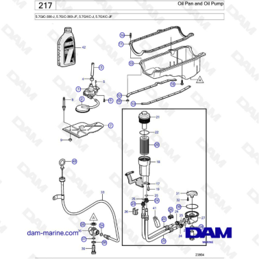 Volvo Penta 5.7L GXI - Oil pan & Oil pump