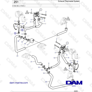 Volvo Penta 5.7L GXI - Exhaust thermostat system