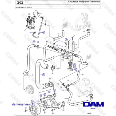 Volvo Penta 5.7L GXI - Circulation pump & Thermostat