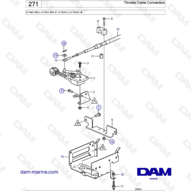 Volvo Penta 5.7L GXI - Throttle cable connection