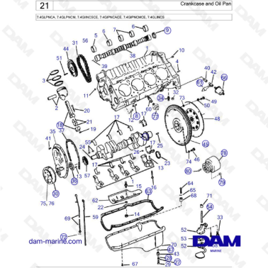 Volvo Penta 7.4L GI - Crankcase & Oil pan