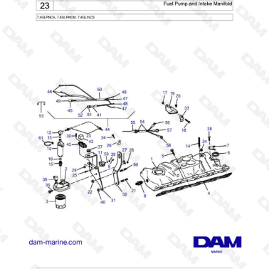 Volvo Penta 7.4L GL - Fuel pump & intake manifold