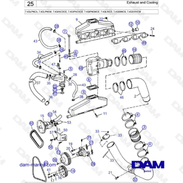 Volvo Penta 7.4L GL - Exhaust & Cooling
