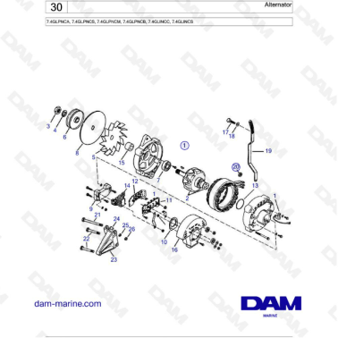 Volvo Penta 7.4L GL - Alternator