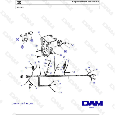 Volvo Penta 7.4L GL - Engine harness & bracket
