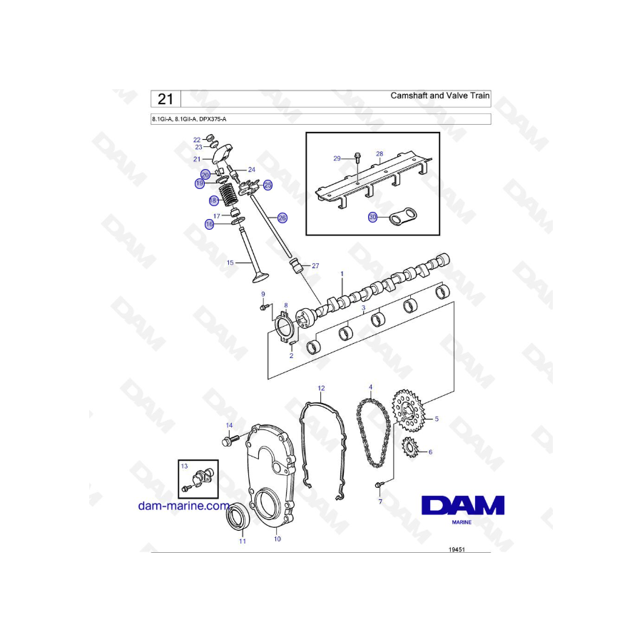 Volvo Penta 8.1L GI Camshaft and Valve Train DAM Marine