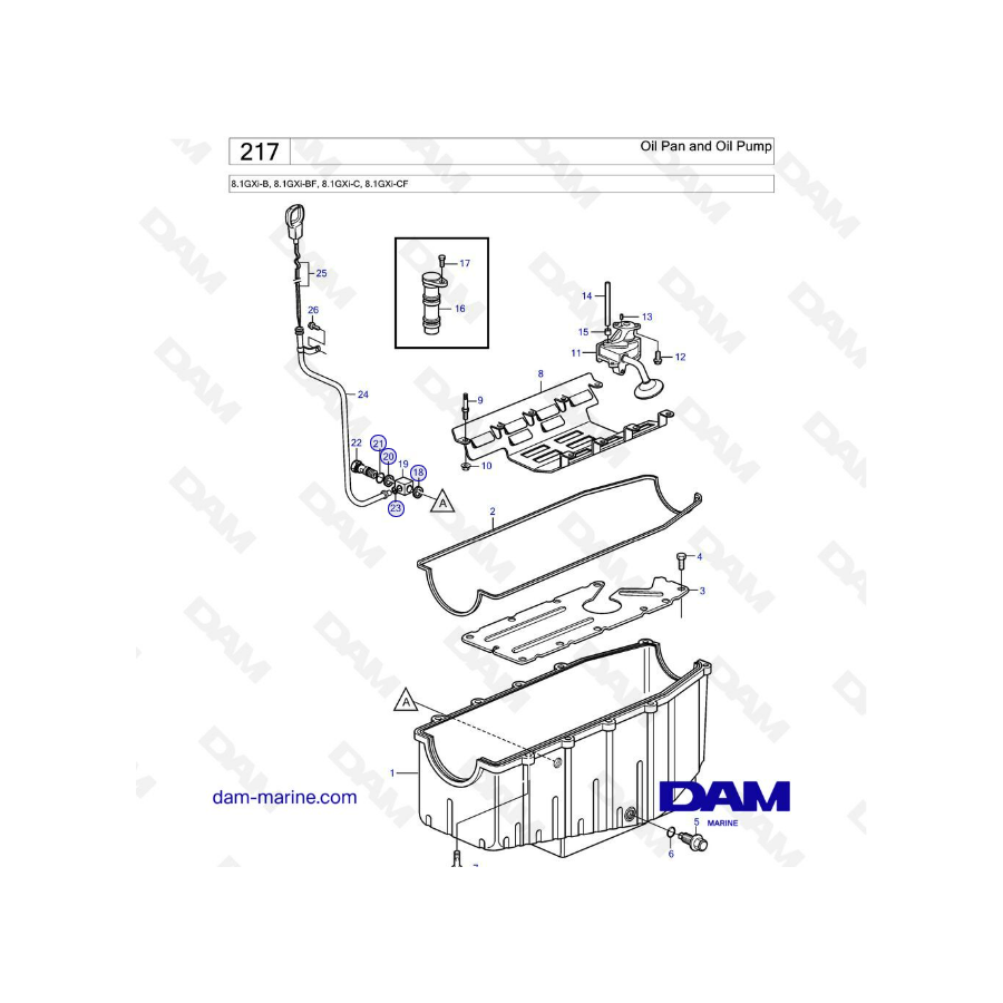 Volvo Penta 8.1L GXI - Oil pan & Oil pump 