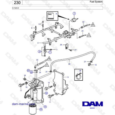 Volvo Penta 8.1L GXI - Fuel system