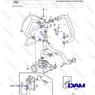 Volvo Penta 8.1L GXI - Circulation pump & thermostat