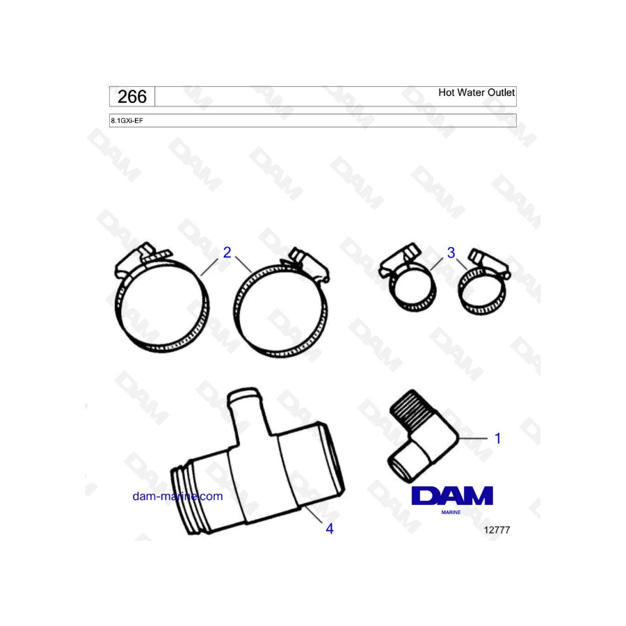 Volvo Penta 8.1L GXI - Hot water outlet Volvo Penta 8.1L GXI - Hot water outlet
