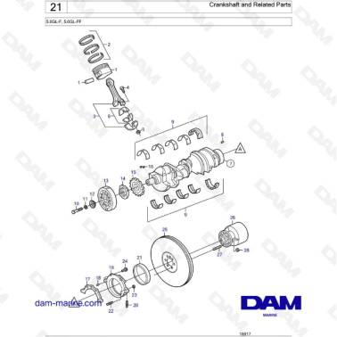 Volvo Penta 5.0L GL - Crankshaft & Related parts