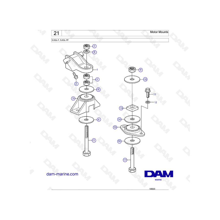 Volvo Penta 5.0L GL - Soportes de motor