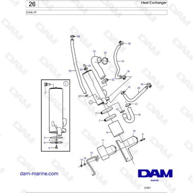 Volvo Penta 5.0L GL - Heat exchanger