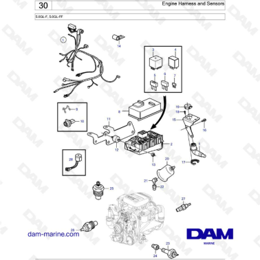 Volvo Penta 5.0L GL - Engine harness & sensors