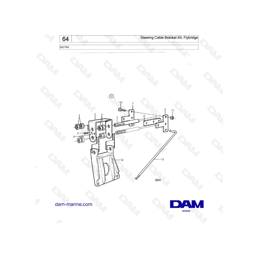 Volvo Penta AQ175 - Steering cable bracket kit, flybridge Volvo Penta AQ175 - Steering cable bracket kit, flybridge