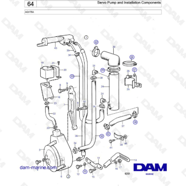 Volvo Penta AQ175 - Servo pump & installation components