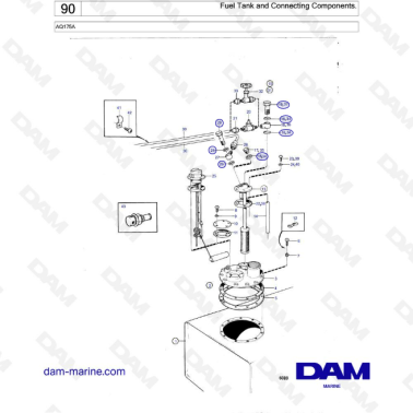 Volvo Penta AQ175 - Fuel tank & connecting components