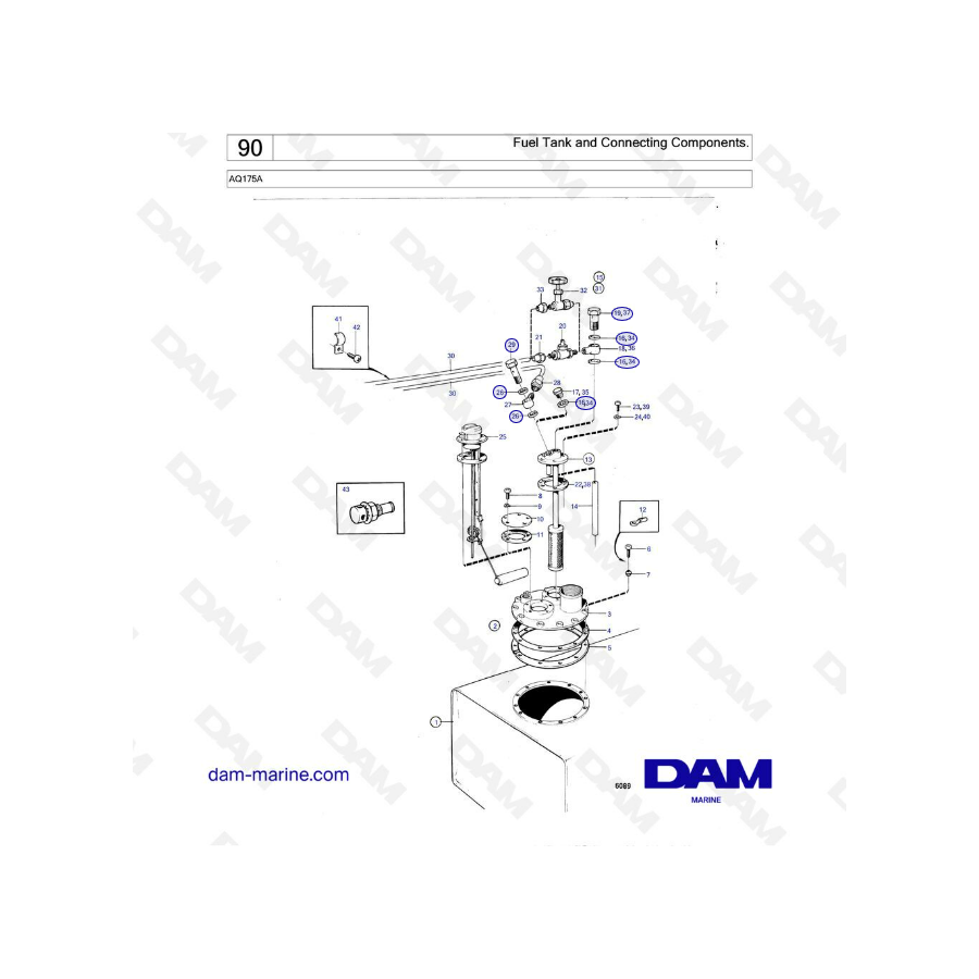 Volvo Penta AQ175 - Fuel tank & connecting components