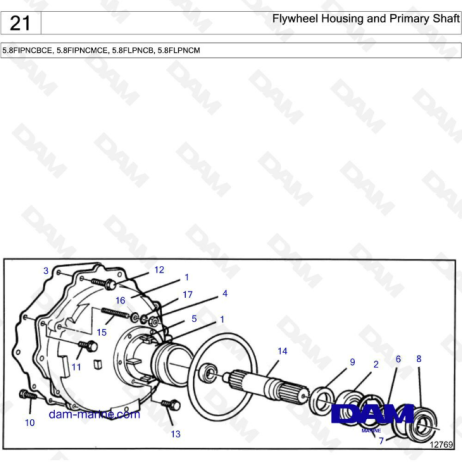  Volvo Penta 5.8L FI - Flywheel housing & primary shaft