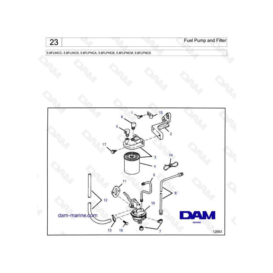  Volvo Penta 5.8L FI - Bomba de combustible y filtro