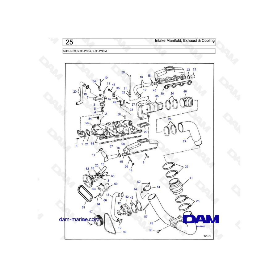  Volvo Penta 5.8L FI - Intake manifold, exhaust & cooling