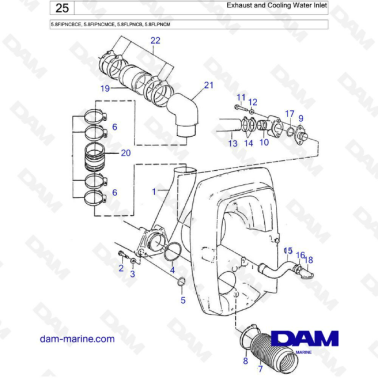 Volvo Penta 5.8L FI - Exhaust & cooling water inlet