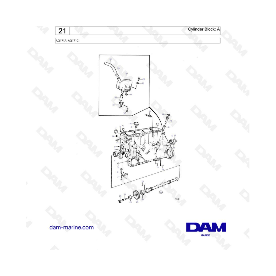 Volvo Penta AQ171 - Cylinder block Volvo Penta AQ171 - Cylinder block