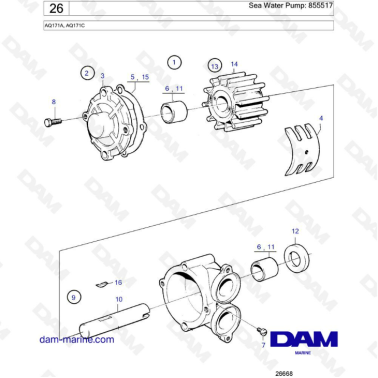 Volvo Penta AQ171 - Sea water pump