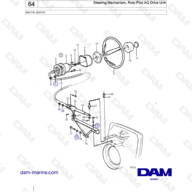 Volvo Penta AQ171 - Steering mechanism
