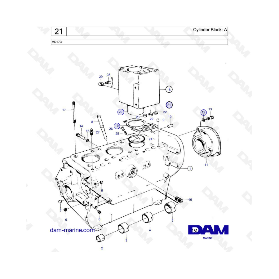 Volvo Penta MD17 - Bloque de cilindros 