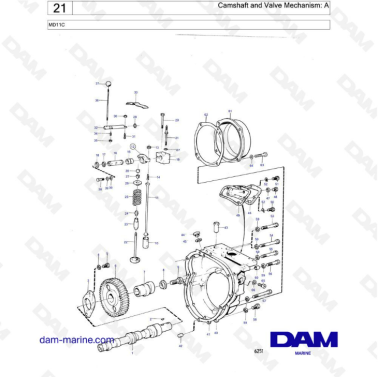 Volvo Penta MD11 - Camshaft & valve mechanism