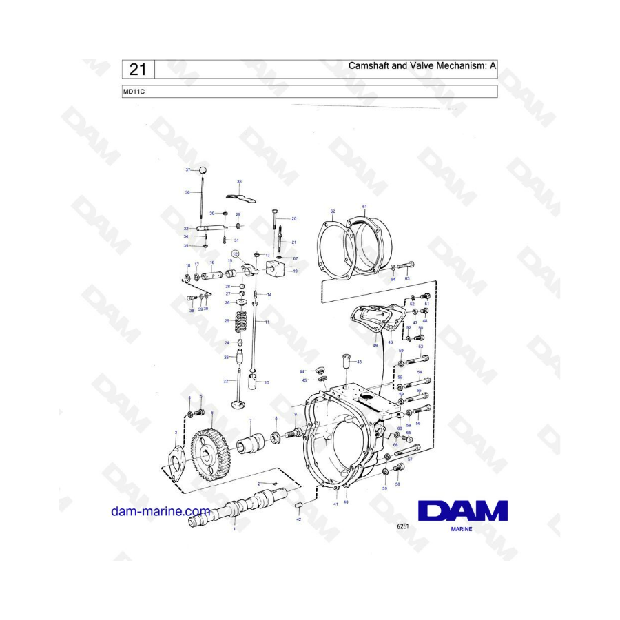 Volvo Penta MD11 - Camshaft & valve mechanism