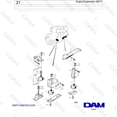 Volvo Penta MD17 - Engine suspension