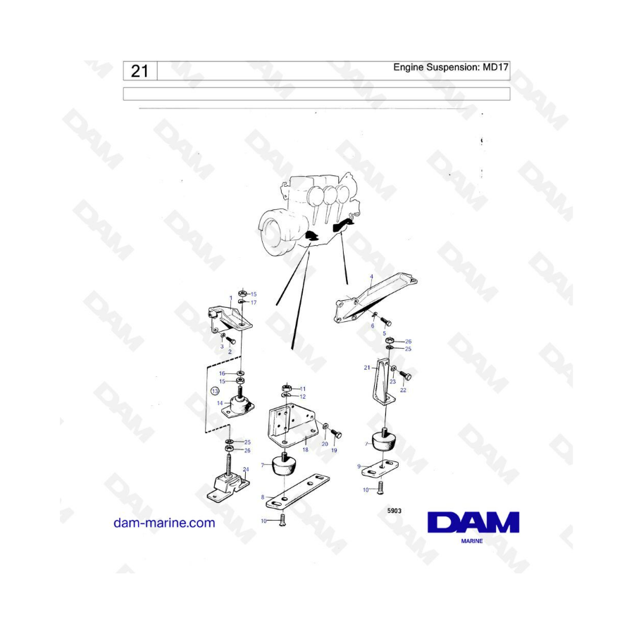 Volvo Penta MD17 - Engine suspension