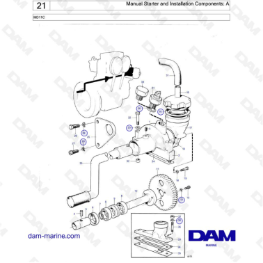 Volvo Penta MD11 - Manual starter & installation components