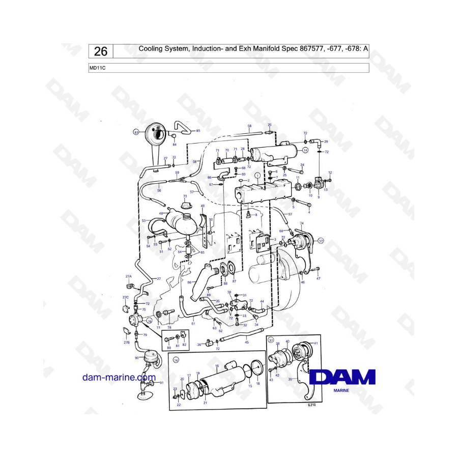 Volvo Penta MD11 - Cooling system, induction & exhaust manifold